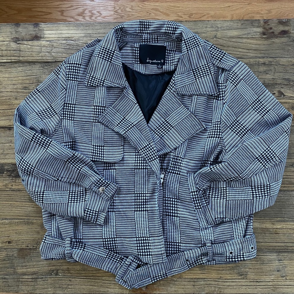 Signature 8 houndstooth moto jacket Small